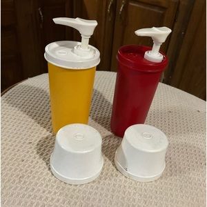 VINTAGE CONDIMENT KETCHUP & MUSTARD PUMP DISPENSERS